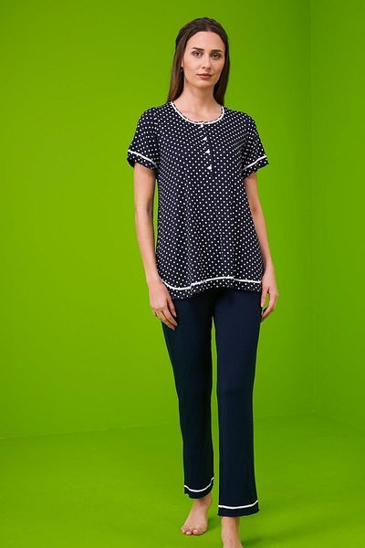 PJS 23196 طقم بيجامة نسائي منقط