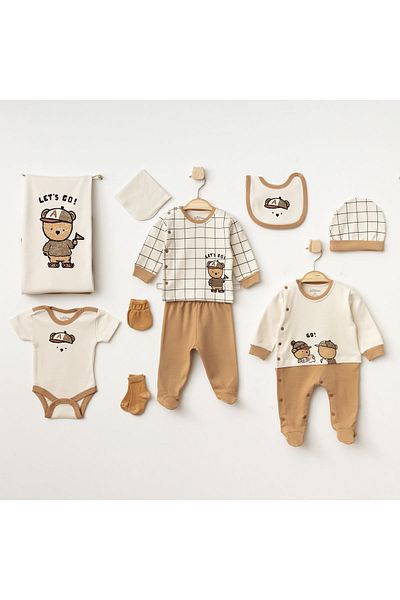 Aziz Bebe Let's Go! Patterned 10-Piece Baby Hospital Outfit Set