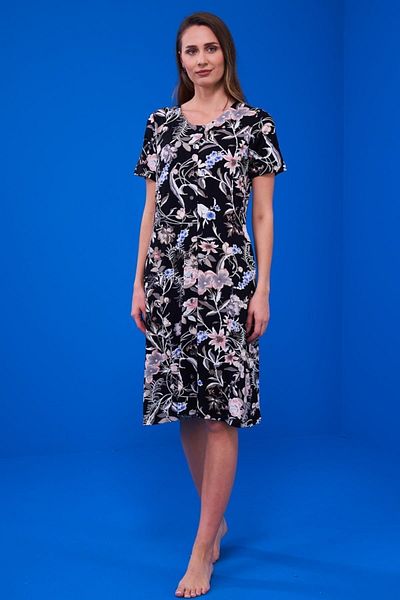 PJS Women's Patterned Buttoned Nightgown
