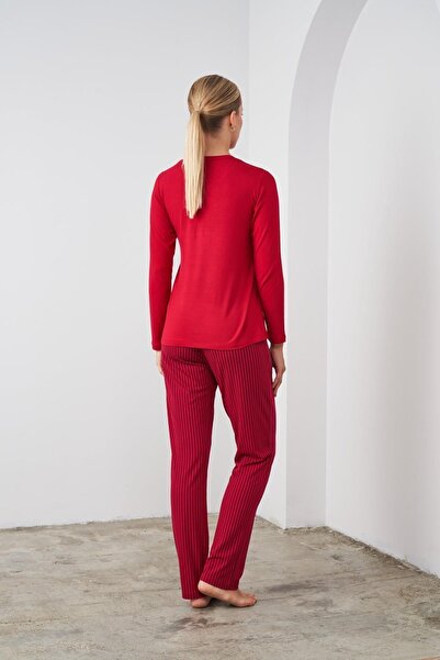 PJS 24523 Kadın Çizgili Pijama Takım