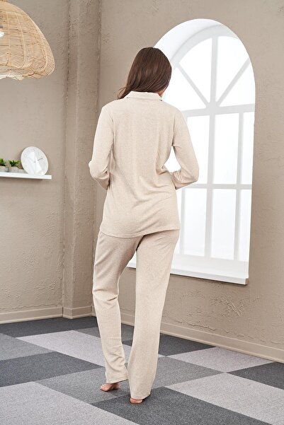 PJS 23550 Women's Neck Buttoned Shirt Collar Pajamas Set