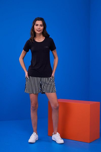 PJS 23157 Women's Striped Shorts Set