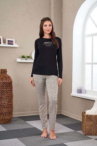PJS 23545 طقم بيجامة نسائي منقوش