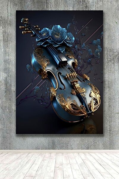 Decorative Abstract Floral Violin Canvas Wall Painting