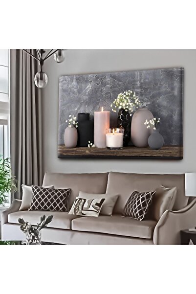 Şehzat Harikabirev Yağlı Boya Efektli Mum Tablosu Antrasit Gri|kanvas Tablo