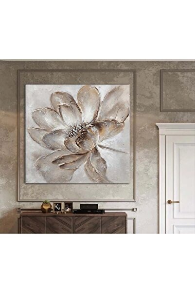 Şehzat YAĞLI BOYA GÖRÜNÜMLÜ SOYUT KREM KAHVE TONLARINDA HD KANVAS TABLO