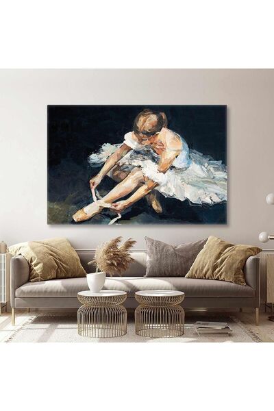 Şehzat Ayakkabılarını Bağlayan Balerin Zarif Dansçı Yatay Kanvas Tablo