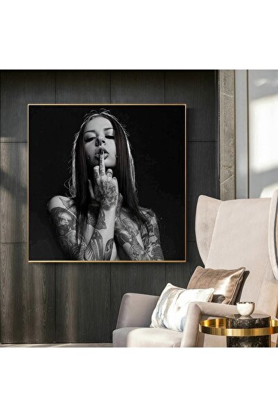 Şehzat Tattoo Girls-kanvas Tablo Salon Oturma Yatak Odası Ofis Antre Cafe Içi...