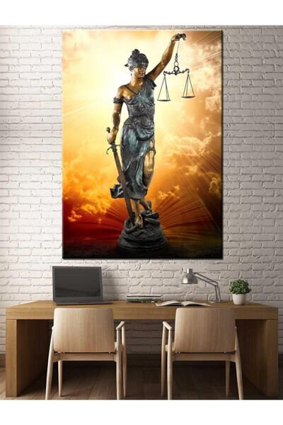 Şehzat Adalet Kadın Themis Figürlü Hukuk Bürosu Için Kanvas Tablo 70x100cm Slm31