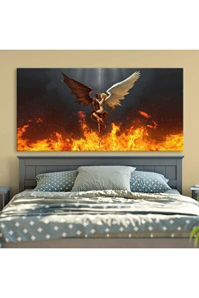 Şehzat Yatak Odası Için Melek Ve Şeytan Kanvas Tablo