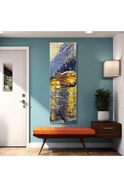 Şehzat Akşamüstü Şehir Işıkları Geniş Cadde Trafik City Dikey Panaromik Kanva...