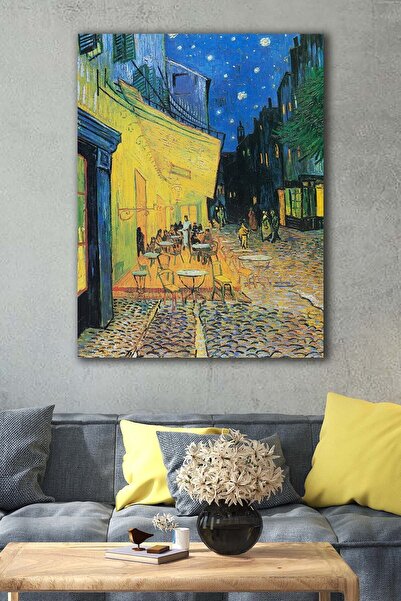 Şehzat Cafe Terasta Gece - Vincent Van Gogh Ünlü Ressamlar Kanvas Tablo