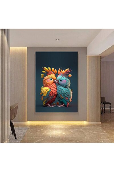 Şehzat RENKLİ SEVİMLİ HD KUŞ PAPAĞANLAR KANVAS TABLO
