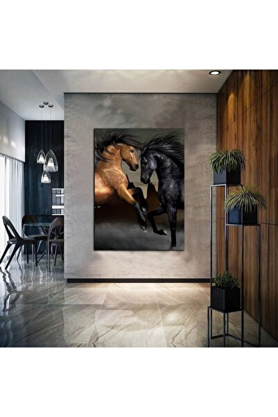 Şehzat Yağlı Boya Efektli Soyut At Tablosu 9 Harikabirev