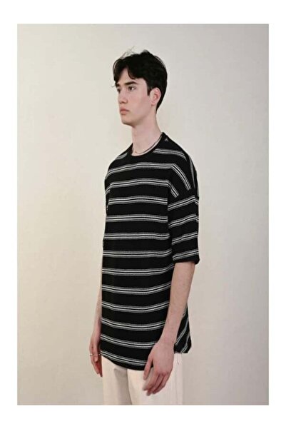 More Black Oversize Striped T-Shirt