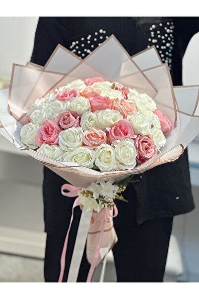 Paparti 41 Adet Solmayan Pembe Gül Kız İsteme Çiçeği Yapay İsteme Buketi