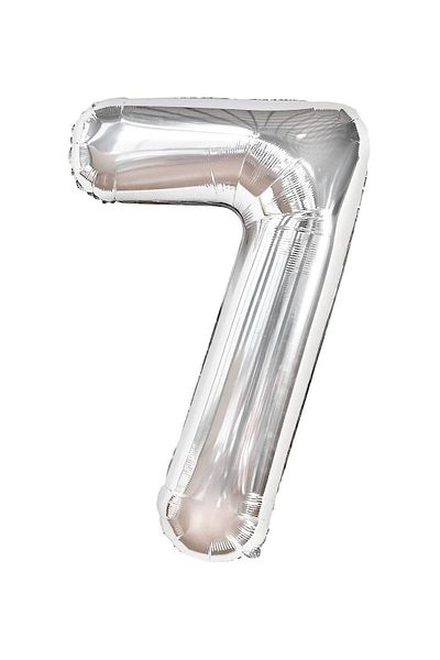 Paparti Number 7 Silver Foil Balloon 76cm 34" Helium Suitable Party Balloon