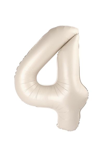 Paparti 76cm 34" Cream Foil Balloon - 4 Numbers, Suitable for Heliuma Party Balloon