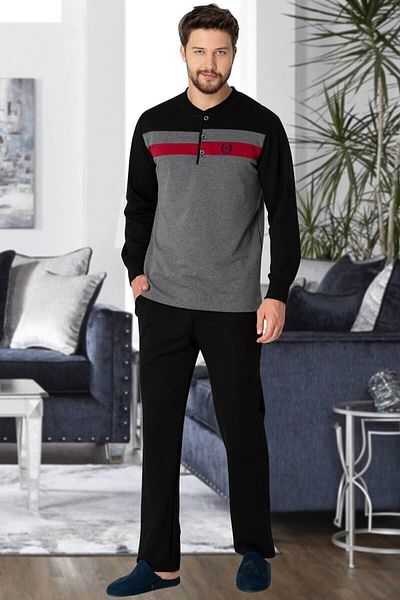 Mecit Pijama Σετ ανδρικές πιτζάμες Grey Plus Size