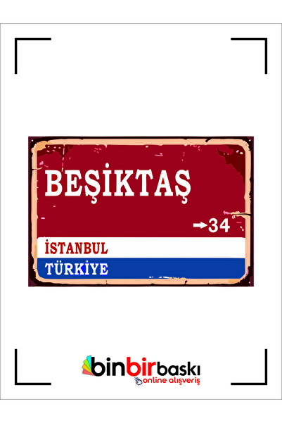 BİNBİRBASKI BJK Yön Tabelası Retro Vintage 3mm Dekota Malzeme