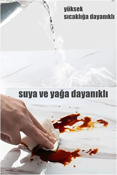 MUHEN Estetik ve Dayanıklı Beyaz Mermer Desenli 5 Metre Yapışkanlı Kaplama Folyo – Tezgah ve Dolaplar için