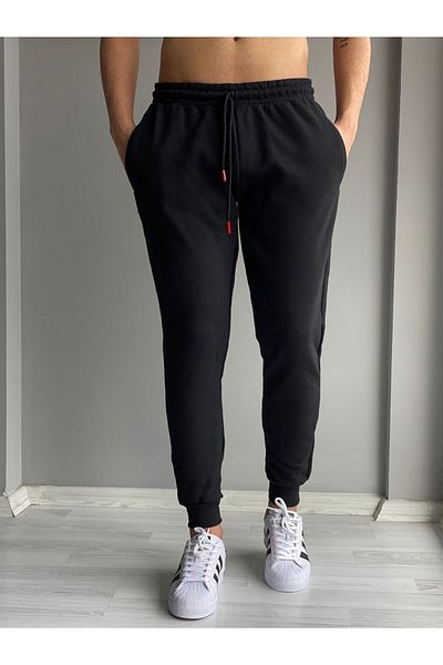 DEEPSENCE Ανδρικό μαύρο SlimFit Lycra Sweatpants - Basic Straight Fit