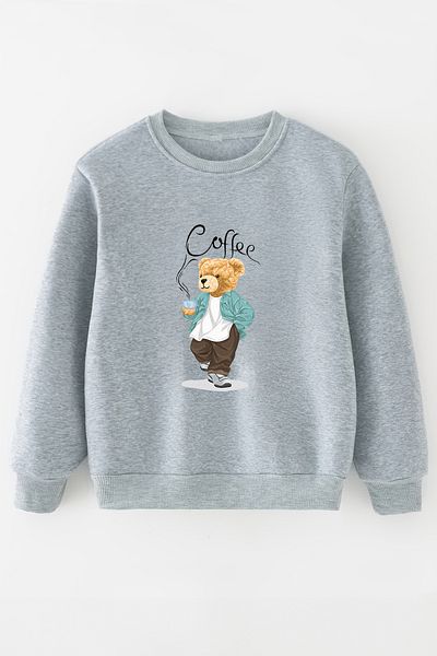 MYADA Детски суитшърт с принт в бохо цвят, голям размер, нов сезон - Coffee Pleasure 11006