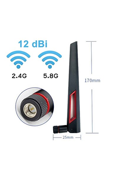 Roboyol Store 12dbi Dual Band Anten Sma Erkek 2.4ghz 5.8ghz Rf Gsm Wifi Sinya...