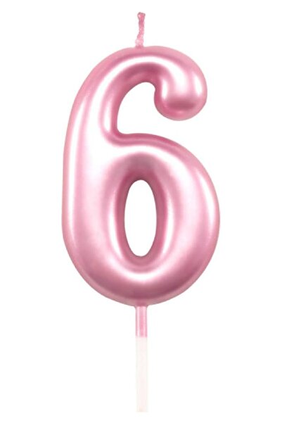 Bkmc 6 YAŞ PARLAK PEMBE ŞIK MUM 12 CM