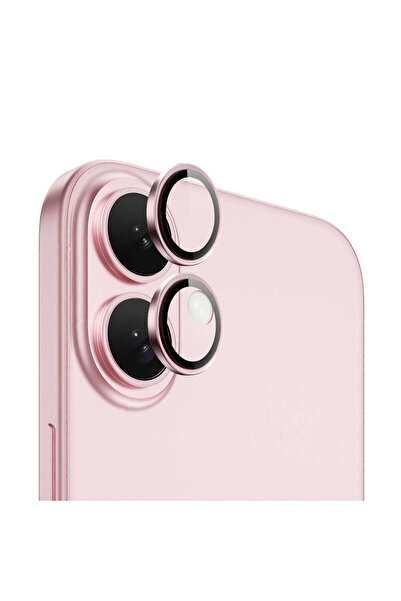 WIWU iPhone 16 Plus Uyumlu Wiwu LG-003 Safir Kamera Lens Koruyucu Pembe