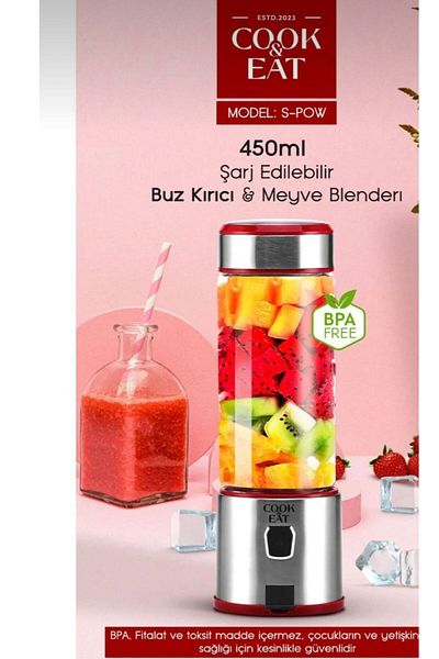 fortrek 450 ml Portable Metal - Personal Blender, Shake'N Smoothies, Sharp Blade