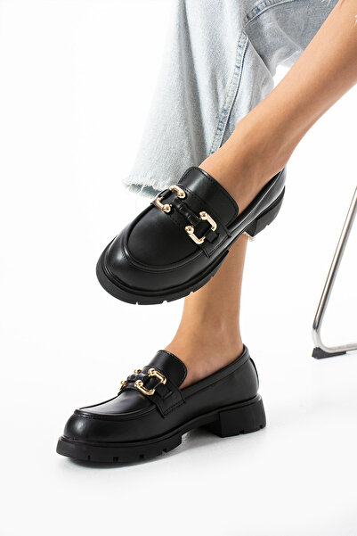 Neva'nın Butiği Дамски ежедневни мокасини с термолайт подметка и златна катарама