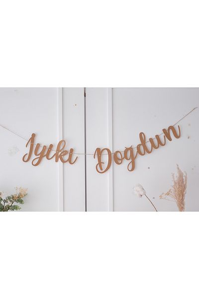 Partifabrik Στολίδι με ρετρό χρώμα γραφής Kraft Happy Birthday