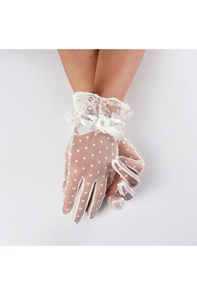 Elegance Scarf Λευκά νυφικά γάντια με πουά - για γάμους και ειδικές εκδηλώσεις