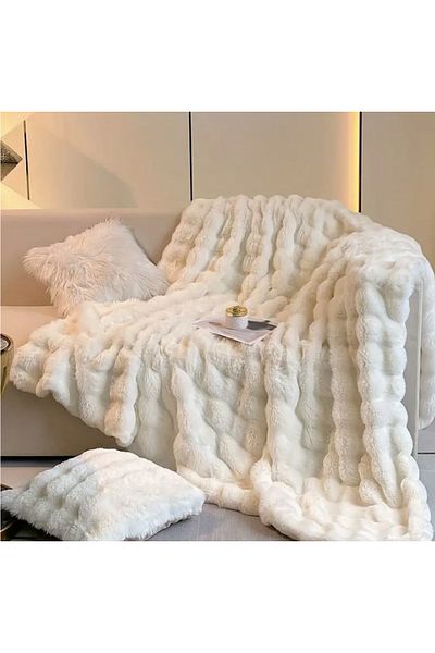 sevaradekor 200x150 cm Şal de canapea de pluş - Husă de canapea cu bule pufoase