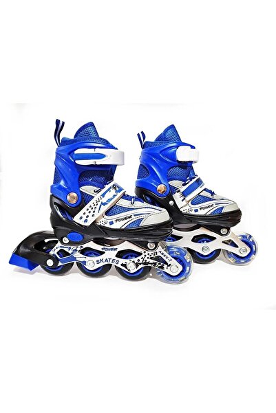 Furkan Blue Wheeled Single Row Training Skates - 9+ Age 4
