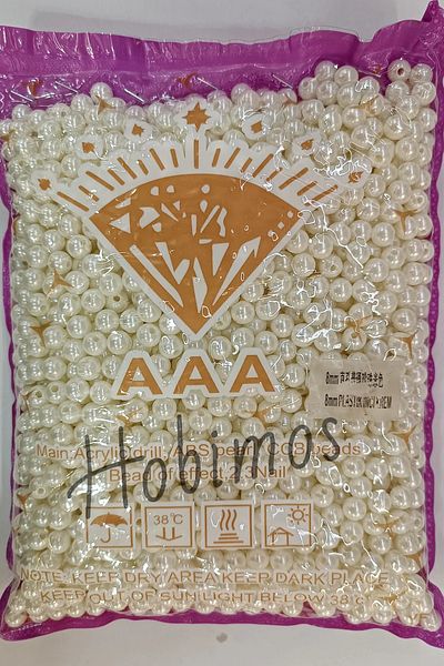 Hobimos 8mm Κρέμα Χρώμα Α Ποιότητας 100gr Πέρλες Χάντρες - Κοσμήματα Κατασκευής Χάντρες (~360 Τεμάχια) Χονδρική