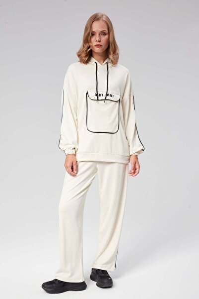 Hatun Atila Set dublu din țesătură modal specială HatunAtila cu glugă și buzu...