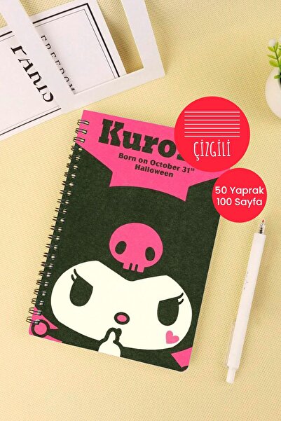 Anime Marketi A5 Spiral School Notebook with Kuromi Written Design 50 Sheets 100 Pages - Ruled