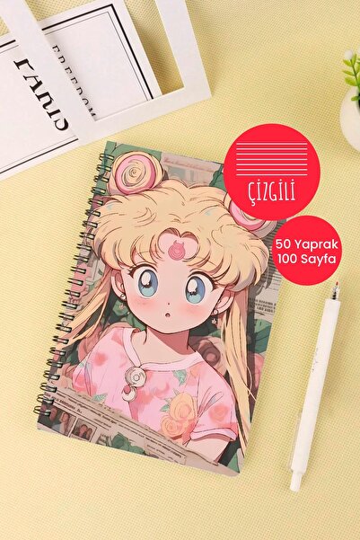 Anime Marketi Ay Savaşçısı Anime A5 Spiralli Okul Defteri 50 Yaprak 100 Sayfa...