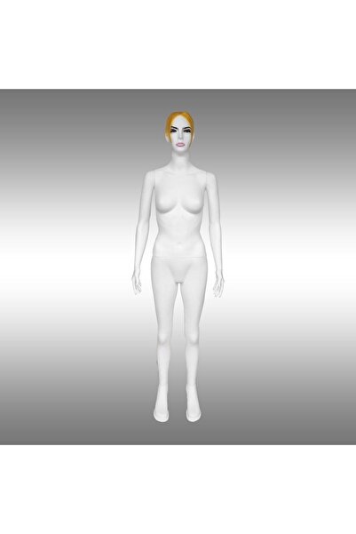 Genel Markalar Bayan Boy Mankeni Makyajlı Plastik Vitrin Mankeni Beyaz M3