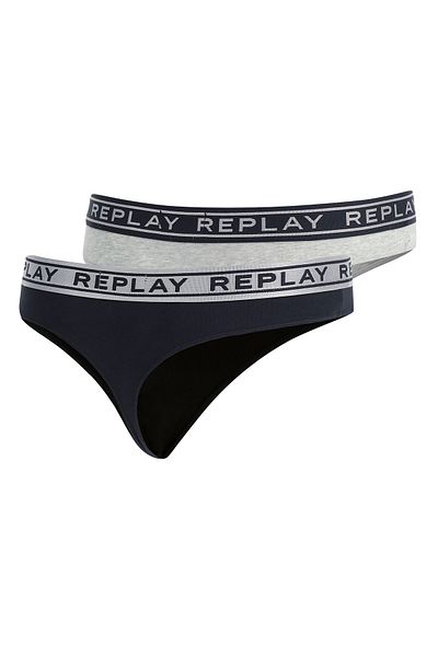 Replay Unterhose Damen-Strings mit Logo-Bund 2er Pack