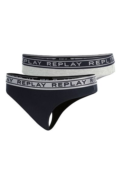 Replay Unterhose Damen-Strings mit Logo-Bund 2er Pack