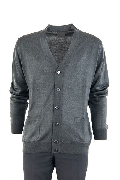 Oppland Men's V-Neck Buttoned Pocket Classic Model Comfortable Cut Full Pattern Wool Woven Cardigan