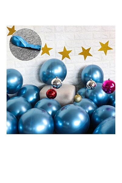 BalonEvi Mavi Krom Balon Aynalı Balon 10 Adet 12 Inç