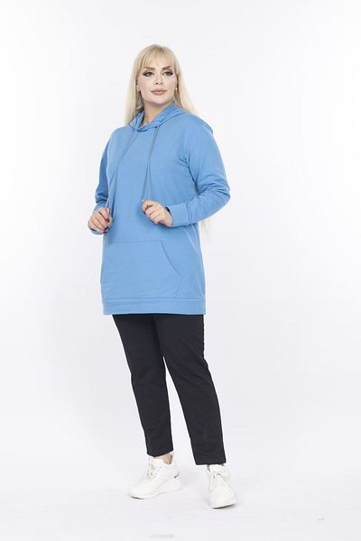 xlargebutik LARGE SIZE CLOTHING TURQUOISE BLUE SWEATSHIRT
