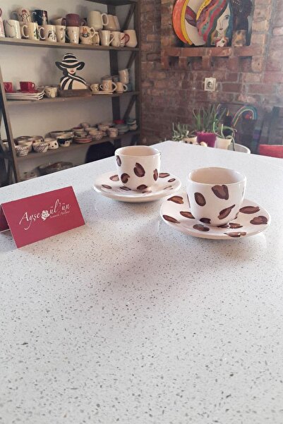 Ayşegül'ün Seramik Atölyesi طقم أكواب سيراميك مصنوع يدويًا مكون من قطعتين