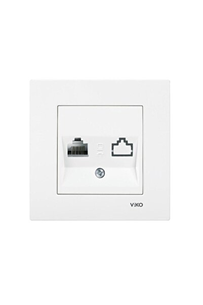 VİKO Karre Seri Beyaz Renk Tekli Telefon Prizi Çerçeve Dahil 1 Adet