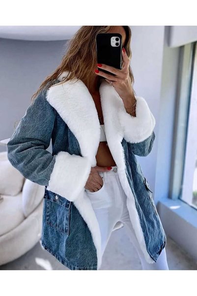 Kısmetin Butiği Women's Coats Fur Coat Jacket Make a Difference New Season Warm and Cozy