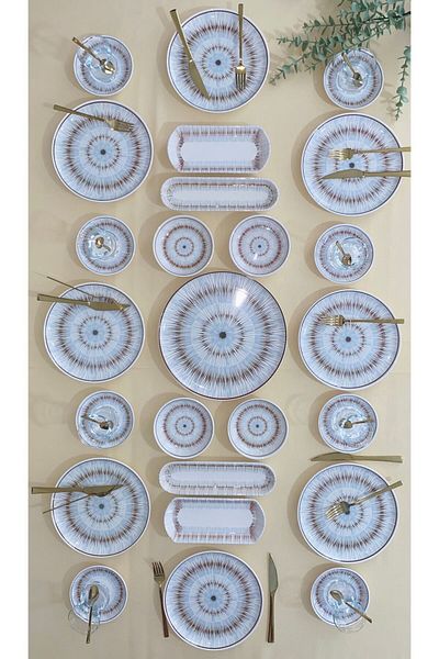 VENÜS HOME DECORATION Blue Eyes - 25 Pieces Breakfast Set for 8 People